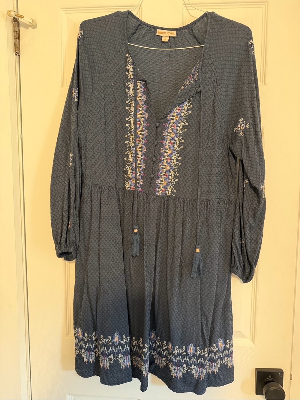Knox Rose Navy Blue Embroidered Dress